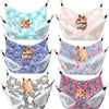 A collection of cozy double-layer fleece hammocks for small pets, featuring various colors and patterns.