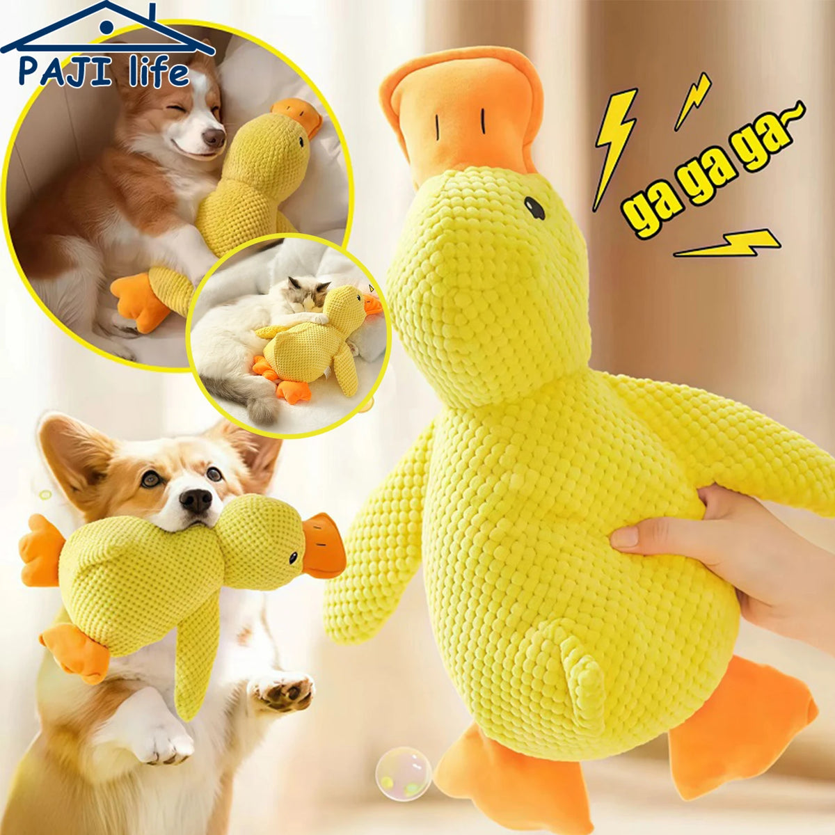 Plush Duck Dog Chew Toy for Small to Large Dogs