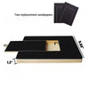 Two replacement sandpaper pads shown alongside a wooden dog nail scratch board with a treat box.