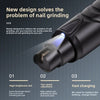 Nahaufnahme einer schwarzen elektrische Nagelpflege für Haustiere mit einem hellen LED-Lichtstrahl.