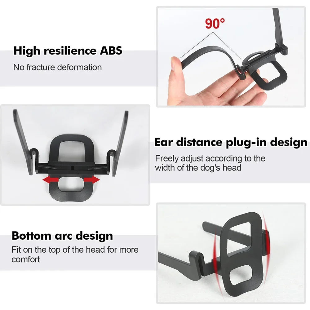 Outil de redressage d'oreille noir pour chiens, avec résilience ABS, design à prise et arc inférieur pour le confort.