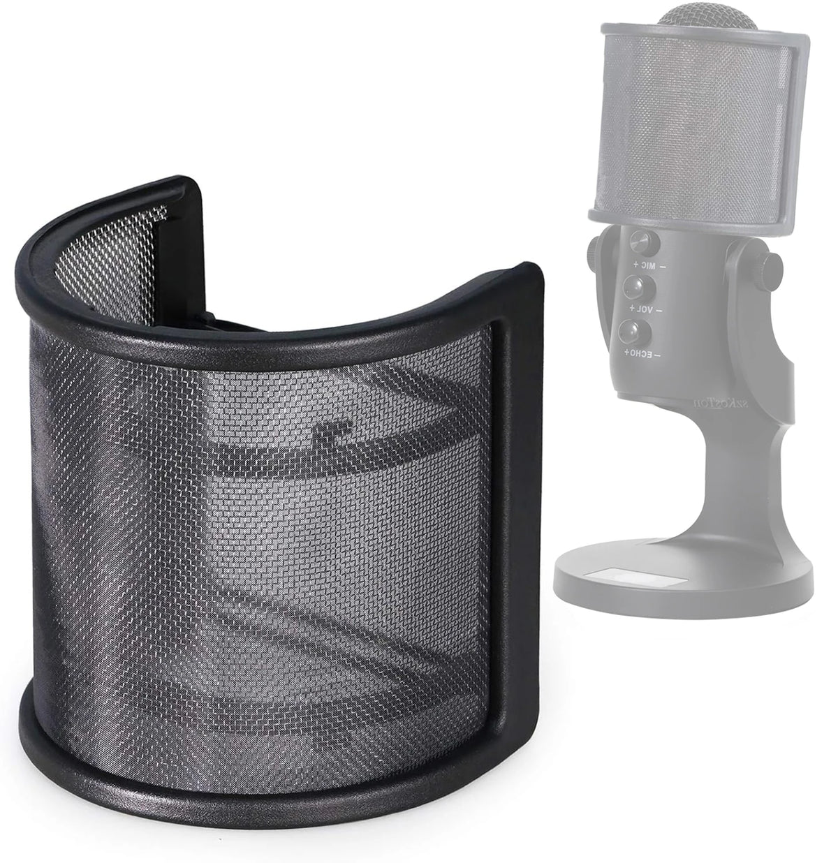 Professioneller Pop-Filter und Windschutz in Schwarz und Grau.
