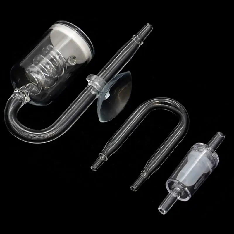 Clear aquarium CO2 diffuser with a suction cup attachment
