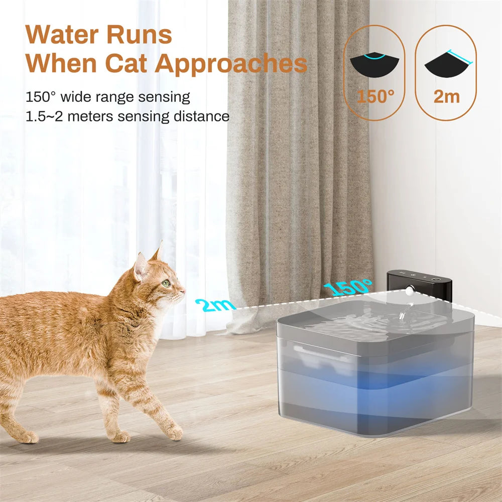 Fontaine à eau automatique pour animaux avec détecteur de mouvement pour chats.