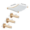 Wall mounted cat hammock and climbing shelf set with wooden components and white fabric