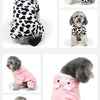 Traje de perro con manchas de dibujos animados en blanco y negro para mascota pequeña.
