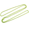 A set of thin, gold-colored plated ball bead necklaces laid out on a white background.