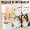 A glass jar of Pet Stick Nose & Paw Balm with two cats and a dog beside it.