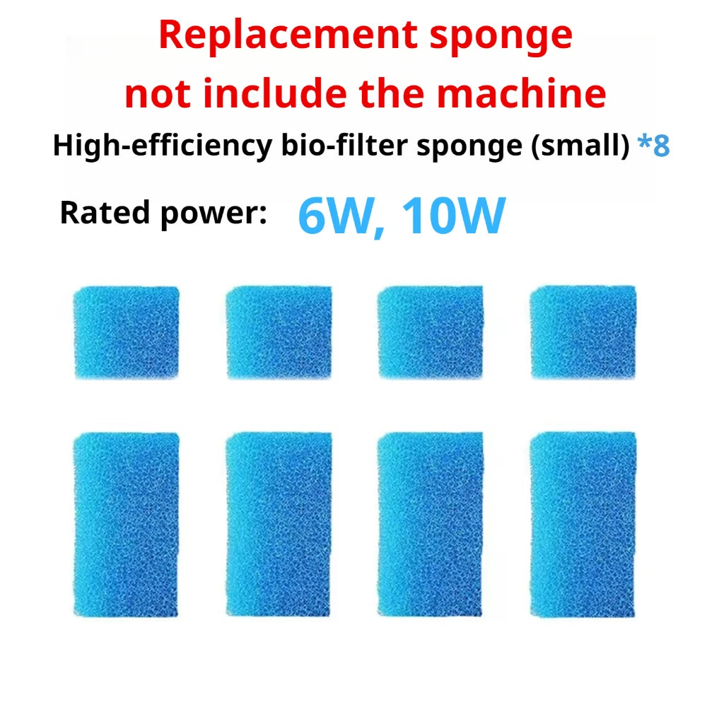 Huit petites éponges bio-filtres bleues haute efficacité pour une pompe à air d'aquarium