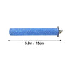 A blue glittery natural wooden perch stand for parrots and birds, measuring 5.9 inches long.