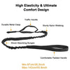 Diagram showing the components of a high elasticity and ultimate comfort design including a traffic handle, durable metal cla