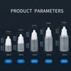 Diagram showing precision liquid droppers with various volumes from 3ml to 20ml and corresponding heights.