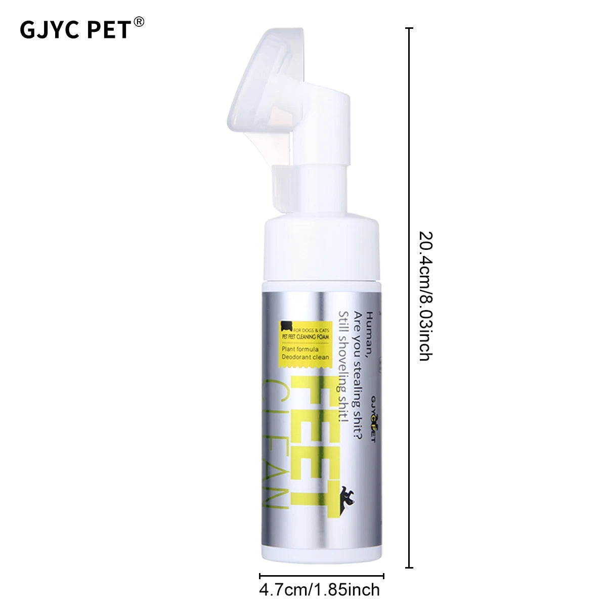 A white bottle of Pet Paw Cleaner Foam for cats and dogs with a clear dispensing cap.