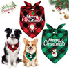 A plaid Christmas themed bandana for dogs featuring a festive bow and holiday design.