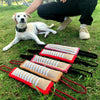 A set of durable jute dog tug of war training toys in red and black for canine exercise.