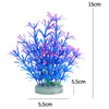 Plantes décoratives aquatiques artificielles avec des feuillages bleus et violets vifs sur une base ronde.