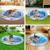 Colorful interactive water play mat for cats featuring an ocean fish design on a green surface.