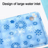 Light blue pet cooling mat featuring a winter snowflake pattern for dogs and cats