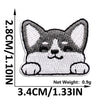 A black and white embroidered cat face patch for clothing and DIY projects.