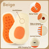 A beige electric pet grooming brush with an on/off button, spray outlet, and USB charging port.