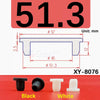 Black and white silicone rubber hole plugs shown next to a measurement diagram for size 51.3 mm