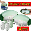 Four reusable green gel lint rollers and brushes for pet hair and dust removal
