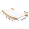 Natural wooden cat wall shelf with climbing perches, showing dimensions 48cm x 30cm.