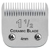 Gros plan d'une lame en céramique en acier inoxydable avec une taille de 4 mm marquée sur le corps.