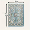 A rectangular blue and cream patterned dog pee pad measuring 90cm by 60cm.