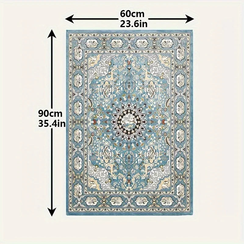 A rectangular blue and cream patterned dog pee pad measuring 90cm by 60cm.