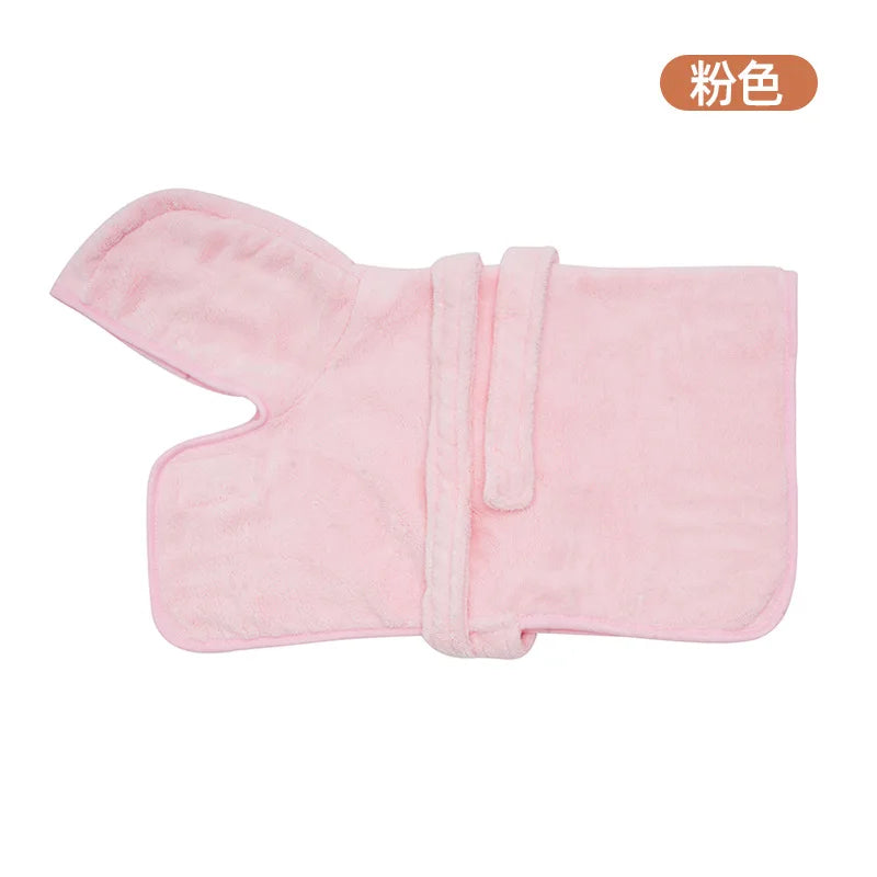Bata suave de algodón rosa para perros