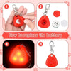 Step-by-step guide showing how to replace the battery in a red LED pet collar light for dogs and cats