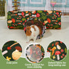 A brown and white guinea pig is inside a green fabric pet tunnel designed for stability.