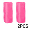 Two pink pet hair removal brushes with silicone hollow rubber bristles