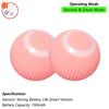 Two pink spherical cat toys with a switch and battery information displayed