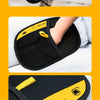 Black double-sided pet hair removal gloves used for cleaning cat crevices and removing pet hair.
