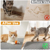 Grauer tabbykater benutzt eine Katzentoilette, Vorher-Nachher-Vergleich.