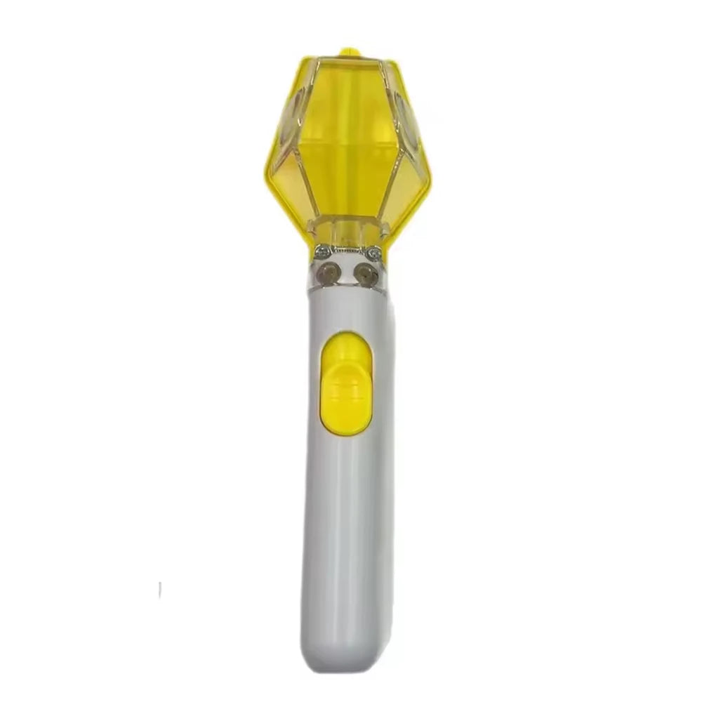 A portable handheld insect catcher with a yellow, cone-shaped head and a silver body.