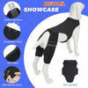 Black non-slip vest dog knee brace showcasing details like double stabilizers and breathable fabric