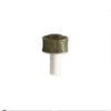 A small, round, glittery green pet nail grinder with a white base.