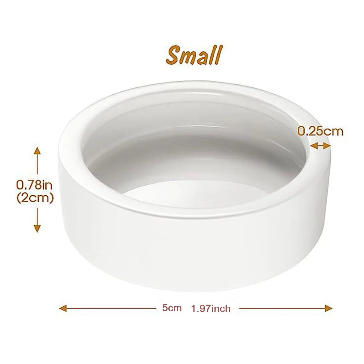 White ceramic reptile feeding and watering bowl with a diameter of 5cm (1.97inch).
