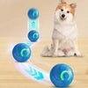 Ein flauschiger Shiba Inu Hund sitzt neben mehreren blauen interaktiven Spielbällen mit leuchtend grünen Akzenten.