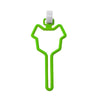 Green hands-free dog poop bag dispenser with a white leash clip.