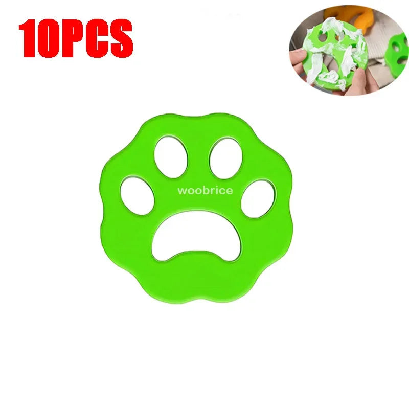 Zehn grüne wiederverwendbare Bürsten zum Entfernen von Tierhaaren mit Katzenpfetenshape.
