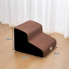 Brown washable non-slip pet stairs designed for climbing onto a bed or sofa.