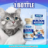Bottle of Pet Shower Gel for cats and dogs next to a kitten.
