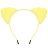 Yellow plush cat ear headband with thin elastic ties