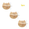 Three wooden modular cat wall shelves featuring a bridge and hammock design.