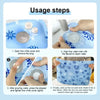 Instructions showing how to use a pet cooling mat by opening the cover, injecting water, and shaking the ice pad.