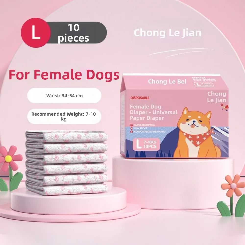 Boîte de 10 couches jetables pour chiots, roses et oranges